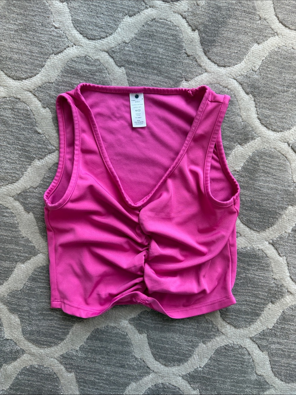 Yogalicious Hot Pink Ruched V-Neck Crop Tank